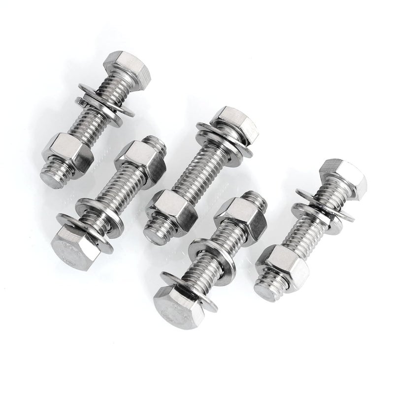 MYWISH (6 Sets) 3/8-16x1-3/4 Hex Head Assorted Screws Nuts and Bolts with Flat & Lock Washers, 304 Stainless Steel 18-8, Fully Threaded, 3/8 Bolt Metric Bolt Assortment - Image 3